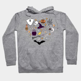 Halloween Doodles Heart Shape Hoodie